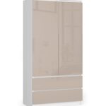 Szafa S 90 cm 2 drzwi 2 szuflady - biała-cappuccino połysk
