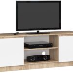 SZAFKA RTV 140 cm 2D 1P SONOMA / BIAŁA