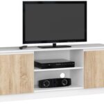 SZAFKA RTV 140 cm 2D 1P BIAŁA / SONOMA