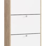SZAFKA NA BUTY 3 UCHYLNE DRZWICZKI 60 cm DĄB SONOMA / BIAŁA