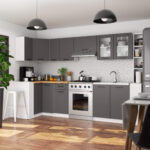 Szafka OLIWIA Witryna W80 H580 BIAŁA / SZARA - obrazek 3