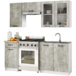 Zestaw szafek kuchennych z witryną OLIWIA 1.8m beton H720