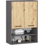 SZAFKA WISZĄCA FIN H934 W64 2D 1P GRAFIT SZARY/DĄB ARTISAN