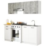 MEBLE KUCHENNE ZESTAW OLIWIA 1.8M BETON-BIAŁY