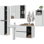 ZESTAW MEBLI ŁAZIENKOWYCH WISZĄCYCH VAMI BIAŁY / GRAFIT SZARY