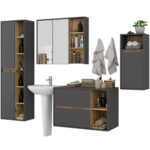 ZESTAW MEBLI ŁAZIENKOWYCH WISZĄCYCH VAMI GRAFIT SZARY / DĄB ARTISAN - obrazek 4