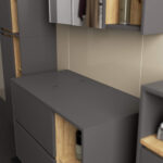 SZAFKA ŁAZIENKOWA POD UMYWALKĘ Z OTWORAMI VAMI W90 UM 2SZ 2P GRAFIT SZARY / DĄB ARTISAN - obrazek 2