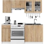 ZESTAW KUCHENNY LIMA Z WITRYNĄ 1.8M BIAŁY / DĄB SONOMA