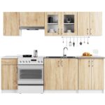 ZESTAW KUCHENNY Z WITRYNĄ LIMA 2.4M BIAŁY / DĄB SONOMA