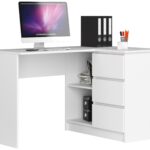 BIURKO NAROŻNE B16 124 cm PRAWE 3 SZUFLADY PK BIAŁE