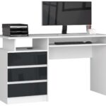 BIURKO CLP 135cm PK BIAŁE / GRAFIT POŁYSK