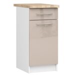 Szafka OLIWIA S40 SZ1 + BLAT BIAŁA / CAPPUCCINO POŁYSK