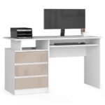 BIURKO CLP 135cm PK BIAŁE / CAPPUCCINO POŁYSK