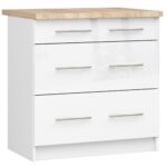 Szafka OLIWIA S80 3SZ + BLAT BIAŁA / BIAŁY POŁYSK