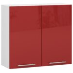 WISZĄCA SZAFKA KUCHENNA OLIWIA W 80cm BIAŁA-CZERWONY POŁYSK H720