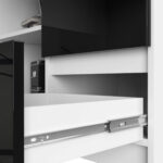 BIURKO NAROŻNE B16 124 cm PRAWE 3 SZUFLADY PK BIAŁE / CZARNY POŁYSK - obrazek 2