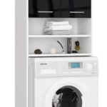 SŁUPEK REGAŁ ŁAZIENKOWY FIN NAD PRALKĘ BIAŁY / CZARNY POŁYSK