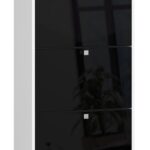 SZAFKA NA BUTY 3 UCHYLNE DRZWICZKI 60 cm BIAŁA / CZARNY POŁYSK