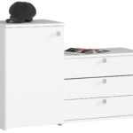 Szafka na buty S16 z komodą 3 uchylne drzwiczki - biała