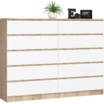KOMODA K160 10SZ CLP PK DĄB SONOMA / BIAŁA