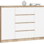 KOMODA K140 2D 4SZ CLP PK DĄB SONOMA / BIAŁY