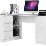 BIURKO NAROŻNE B20 155 cm LEWE PK BIAŁY POŁYSK