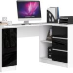 BIURKO NAROŻNE B20 155 cm PRAWE PK CZARNY POŁYSK