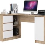 BIURKO NAROŻNE B20 155 cm LEWE PK SONOMA / BIAŁA