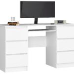 BIURKO KOMPUTEROWE A-11 135 cm 6 SZUFLAD PK BIAŁE