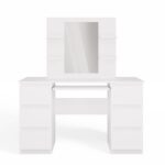 Toaletka Kosmetyczna Z Lustrem Do Makijażu Zestaw MARINA 4P + KUBA Biurko BIAŁA - obrazek 5