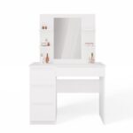 Toaletka MARINA 4P LUSTRO MIJAS LEWE 4 Szuflady 4 Półki BIAŁA Do Sypialni - obrazek 6