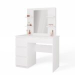 Toaletka MARINA 4P LUSTRO MIJAS LEWE 4 Szuflady 4 Półki BIAŁA Do Sypialni