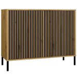 Komoda KAMARO 2D SLIM DĄB ARTISAN Lamele Front Ryflowany