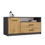 Szafka RTV SIMPLO 1D2S Stolik TV 2 Szuflady 1 Drzwi ANTRACYT DĄB ARTISAN