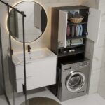 Szafka Łazienkowa na Pralkę POLA DK ANTRACYT BIEL Regał Słupek 180X64X30 - obrazek 3