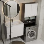 Szafka Łazienkowa na Pralkę POLA DK ANTRACYT BIEL Regał Słupek 180X64X30 - obrazek 5