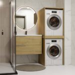 Szafka Łazienkowa na Pralkę i Suszarkę POLA TWIN Regał Słupek DĄB ARTISAN - obrazek 5