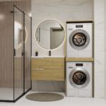 Szafka Łazienkowa na Pralkę i Suszarkę POLA TWIN Regał Słupek DĄB ARTISAN - obrazek 3