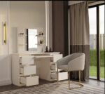 Toaletka Kosmetyczna Z Lustrem Do Makijażu Zestaw MARINA 4P + KUBA Biurko KASZMIR - obrazek 2