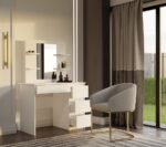 Toaletka MARINA 4P LUSTRO MIJAS PRAWE 4 Szuflady 4 Półki BIAŁA Do Sypialni - obrazek 3