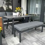 Zestaw Mebli Ogrodowych Jadalnianych TEXAS Narożny dla 6 Osób Sofa Stół Ławka SZARY - obrazek 3