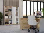 Regał Biurowy OLIV 2D 2 Drzwi Do Biura Do Gabinetu Salonu DĄB ARTISAN BIEL - obrazek 7