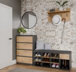 Szafka Na Obuwie Buty Otwarta TALLIN ANTRACYT DĄB ARTISAN Do Przedpokoju - obrazek 2