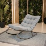 Fotel Bujany VIBE Ogrodowy z Poduszką Stalowy Czarny Szary 115 Cm - obrazek 4