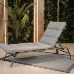 Leżak VIBE Ogrodowy z Poduszką Stalowy Regulacja Czarny Szary - obrazek 3