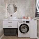 Szafka Na Pralkę Łazienkowa Z Szafką Z Drzwiami POLA NP 1D BIEL 2 Półki - obrazek 2