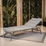Leżak VIBE Ogrodowy z Poduszką Stalowy Regulacja Czarny Szary - obrazek 5