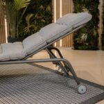 Leżak VIBE Ogrodowy z Poduszką Stalowy Regulacja Czarny Szary - obrazek 7