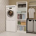 Szafka Łazienkowa Na Pralkę Lub Suszarkę POLA TWIN 1S BIAŁA Regał Szuflada - obrazek 4