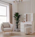 Toaletka MARINA 4P LUSTRO MIJAS LEWE 4 Szuflady 4 Półki BIAŁA Do Sypialni - obrazek 2